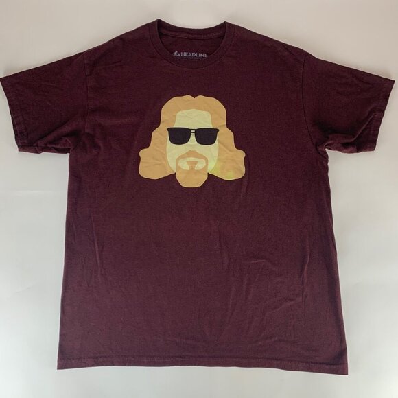 Big Lebowski The Dude Maroon Headline Short Sleeve Crewneck Shirt Mens Large - Picture 1 of 4